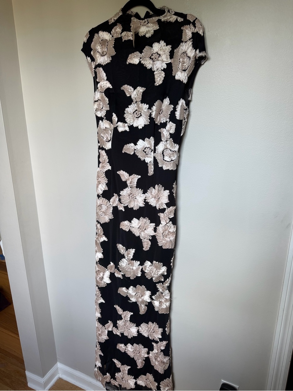 ELLIATT Margaux dress Black Maxi Dress with gold Floral Appliqué